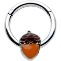 BodyCandy 16G 3/8 Autumn Acorn Orange Brown Hinged Segment Ring — main product shot
