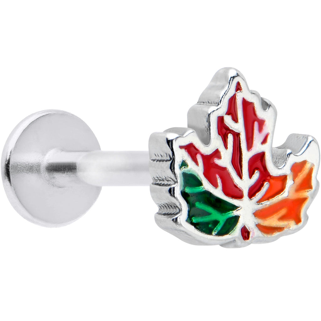 BodyCandy 16G 5/16 Autumn Tricolor Red Maple Leaf Labret Monroe Tragus — main product shot