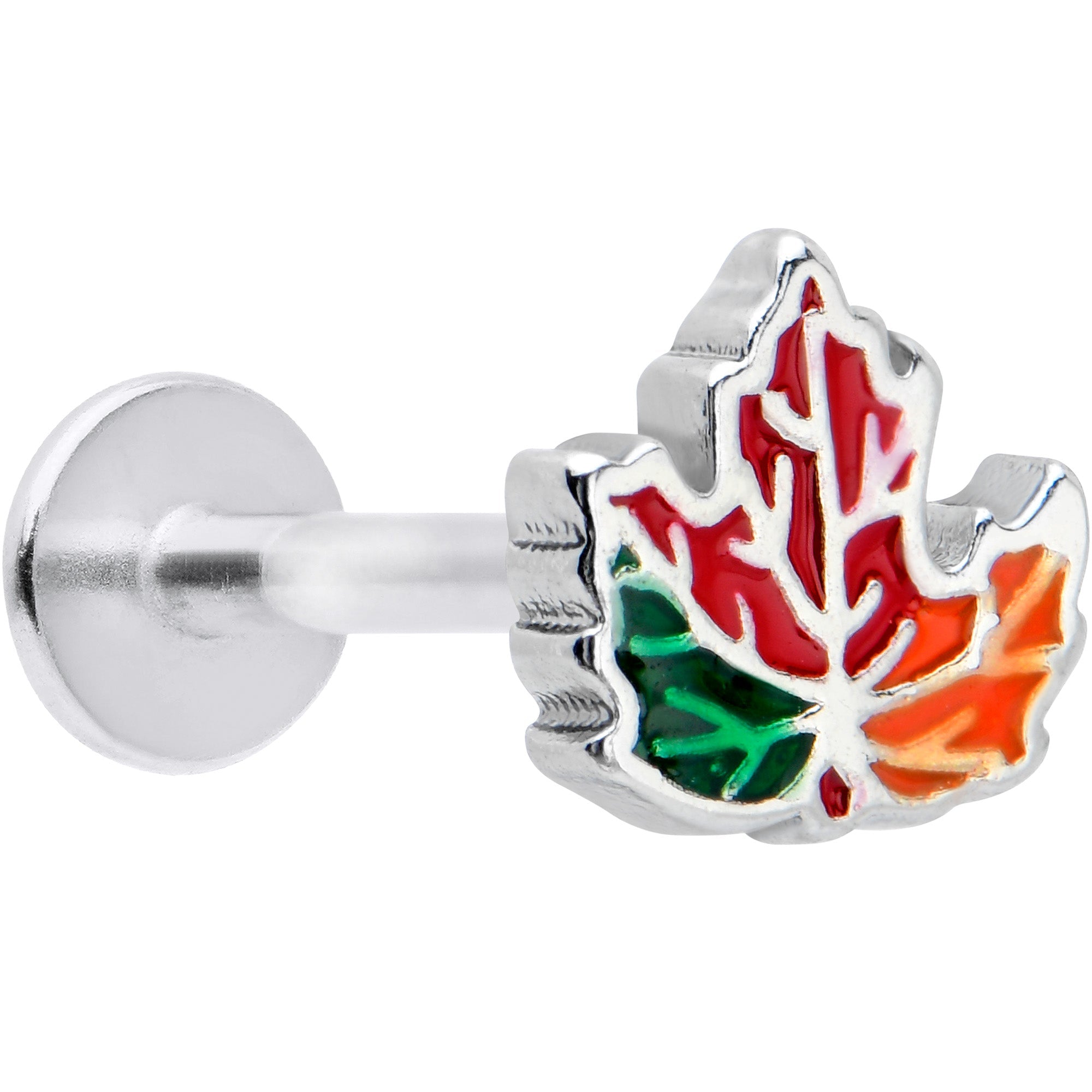 BodyCandy 16G 5/16 Autumn Tricolor Red Maple Leaf Labret Monroe Tragus — main product shot