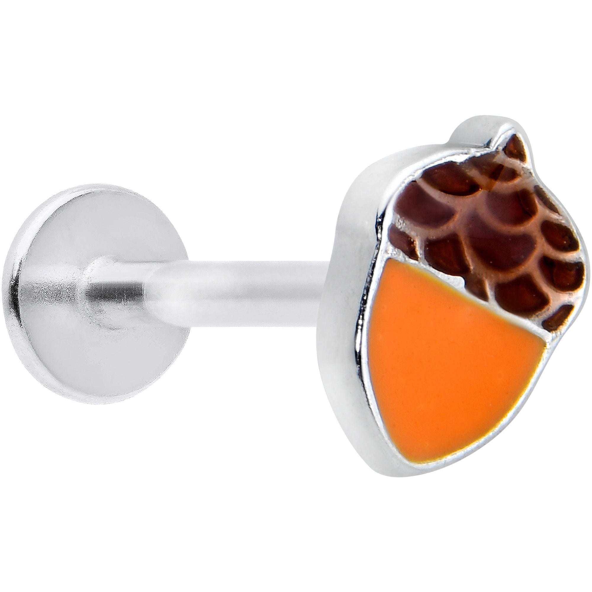 BodyCandy 16G 5/16 Autumn Acorn Orange Brown Labret Monroe Tragus — main product shot