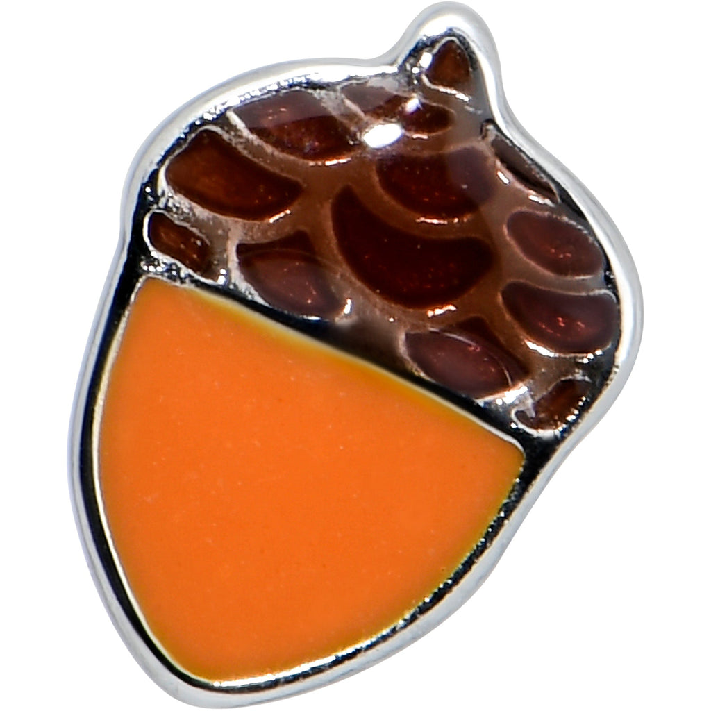 BodyCandy 16G 5/16 Autumn Acorn Orange Brown Labret Monroe Tragus — detail close-up