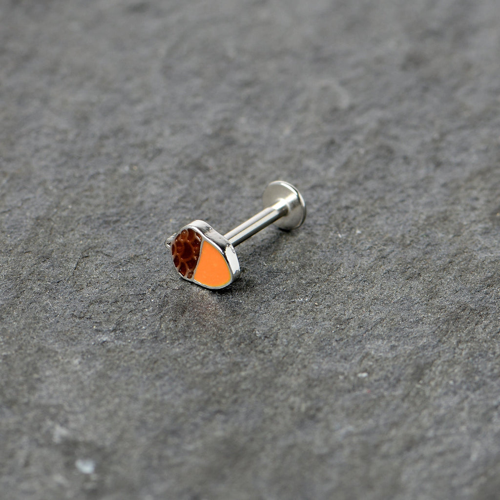 BodyCandy 16G 5/16 Autumn Acorn Orange Brown Labret Monroe Tragus — back view