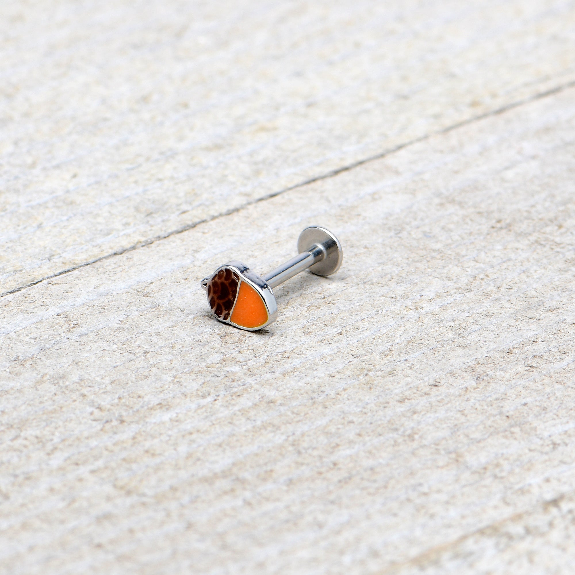 BodyCandy 16G 5/16 Autumn Acorn Orange Brown Labret Monroe Tragus — alternative angle