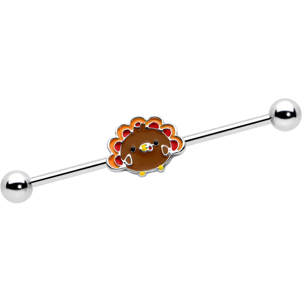 BodyCandy 14G Cute Colorful Turkey Thanksgiving Industrial Barbell 38mm — main product shot
