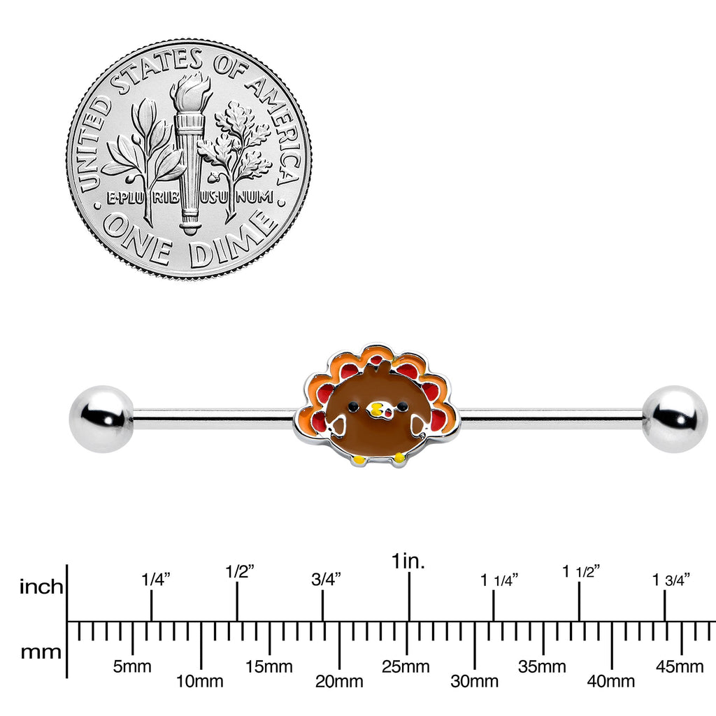 BodyCandy 14G Cute Colorful Turkey Thanksgiving Industrial Barbell 38mm — lifestyle context