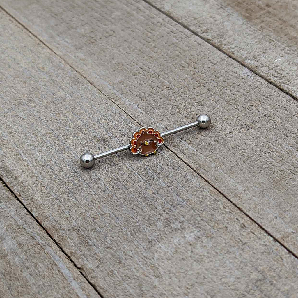 BodyCandy 14G Cute Colorful Turkey Thanksgiving Industrial Barbell 38mm — alternative angle