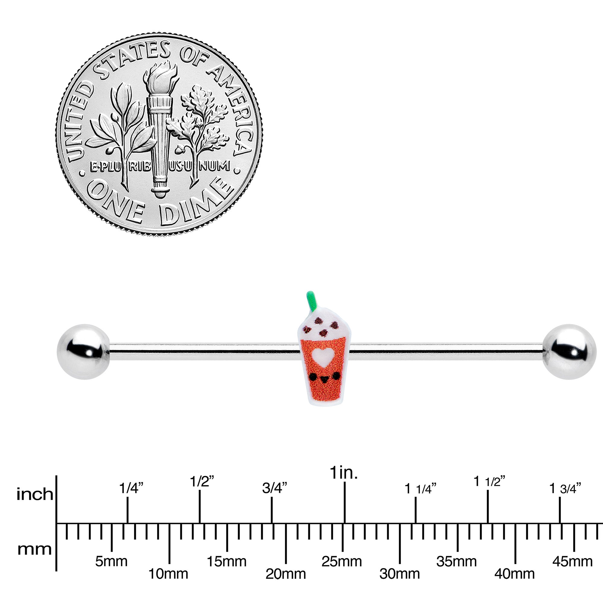 BodyCandy 14G Sweet Pumpkin Frappe Thanksgiving Industrial Barbell 38mm — lifestyle context