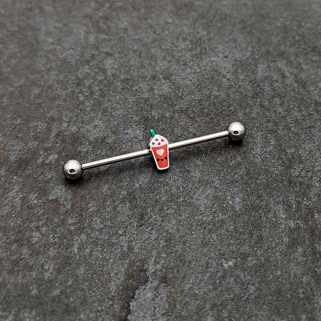 BodyCandy 14G Sweet Pumpkin Frappe Thanksgiving Industrial Barbell 38mm — side view