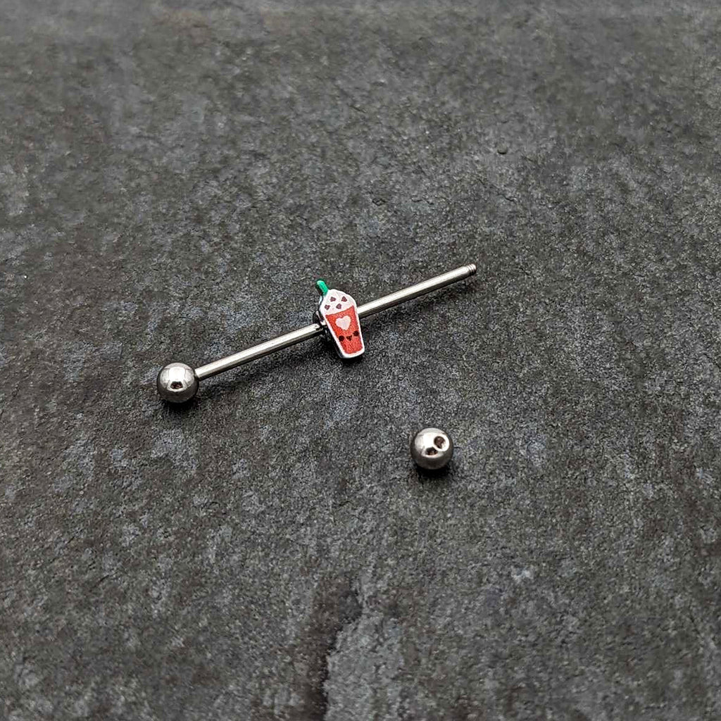 BodyCandy 14G Sweet Pumpkin Frappe Thanksgiving Industrial Barbell 38mm — back view