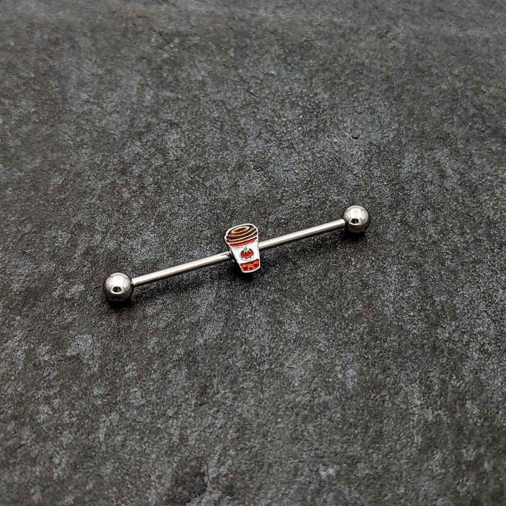 BodyCandy 14G Sweet Pumpkin Latte Thanksgiving Industrial Barbell 38mm — side view