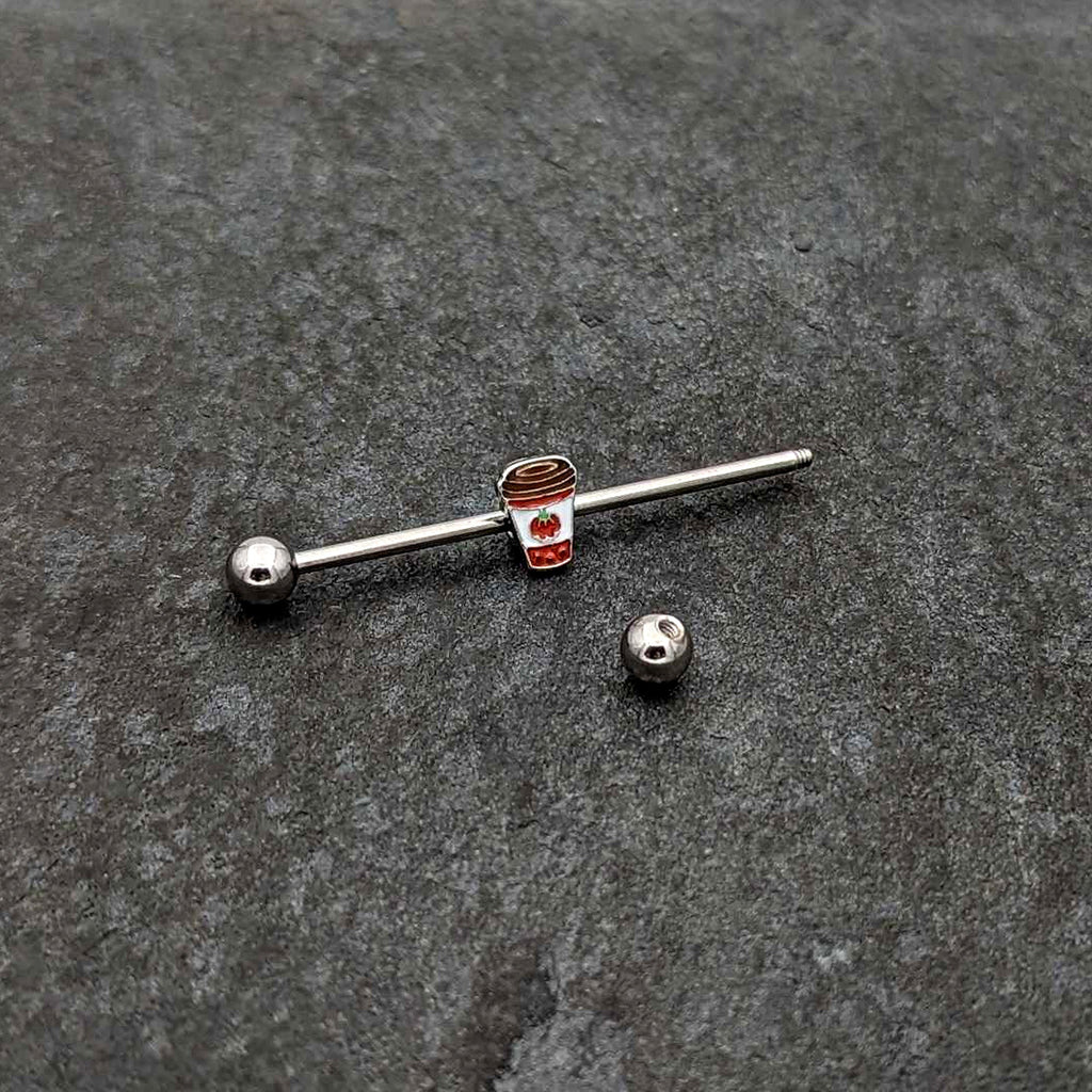 BodyCandy 14G Sweet Pumpkin Latte Thanksgiving Industrial Barbell 38mm — back view