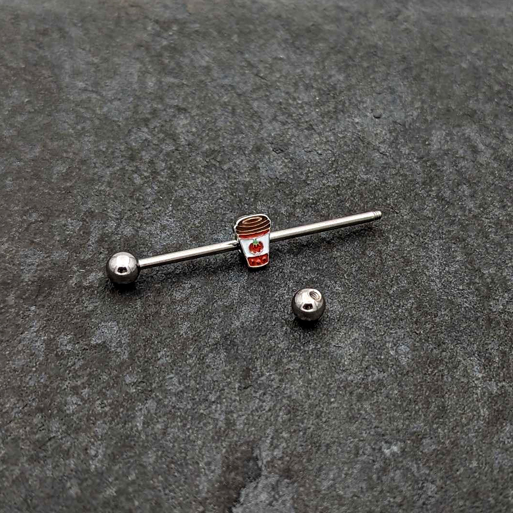 BodyCandy 14G Sweet Pumpkin Latte Thanksgiving Industrial Barbell 38mm — back view