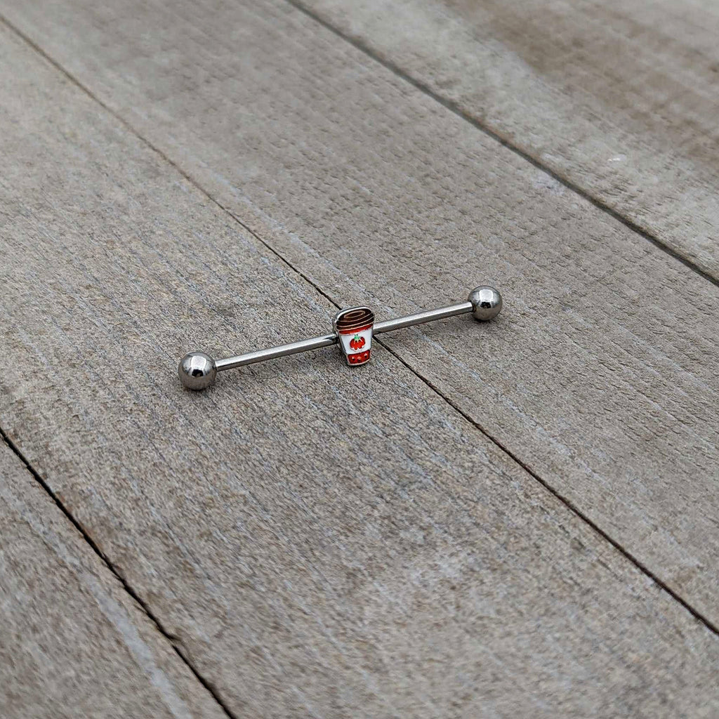 BodyCandy 14G Sweet Pumpkin Latte Thanksgiving Industrial Barbell 38mm — alternative angle