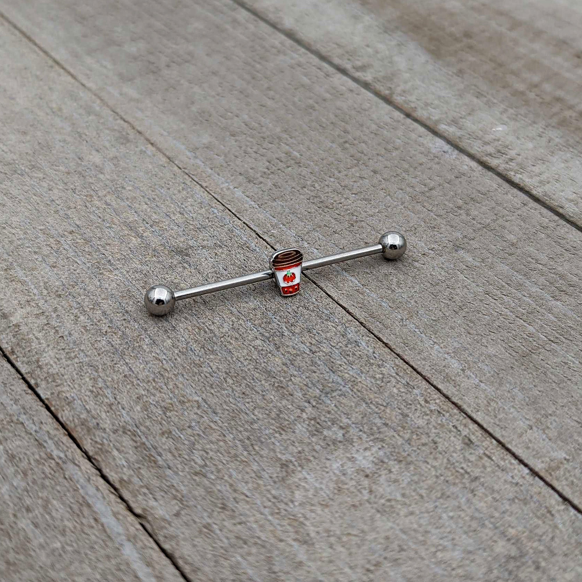 BodyCandy 14G Sweet Pumpkin Latte Thanksgiving Industrial Barbell 38mm — alternative angle