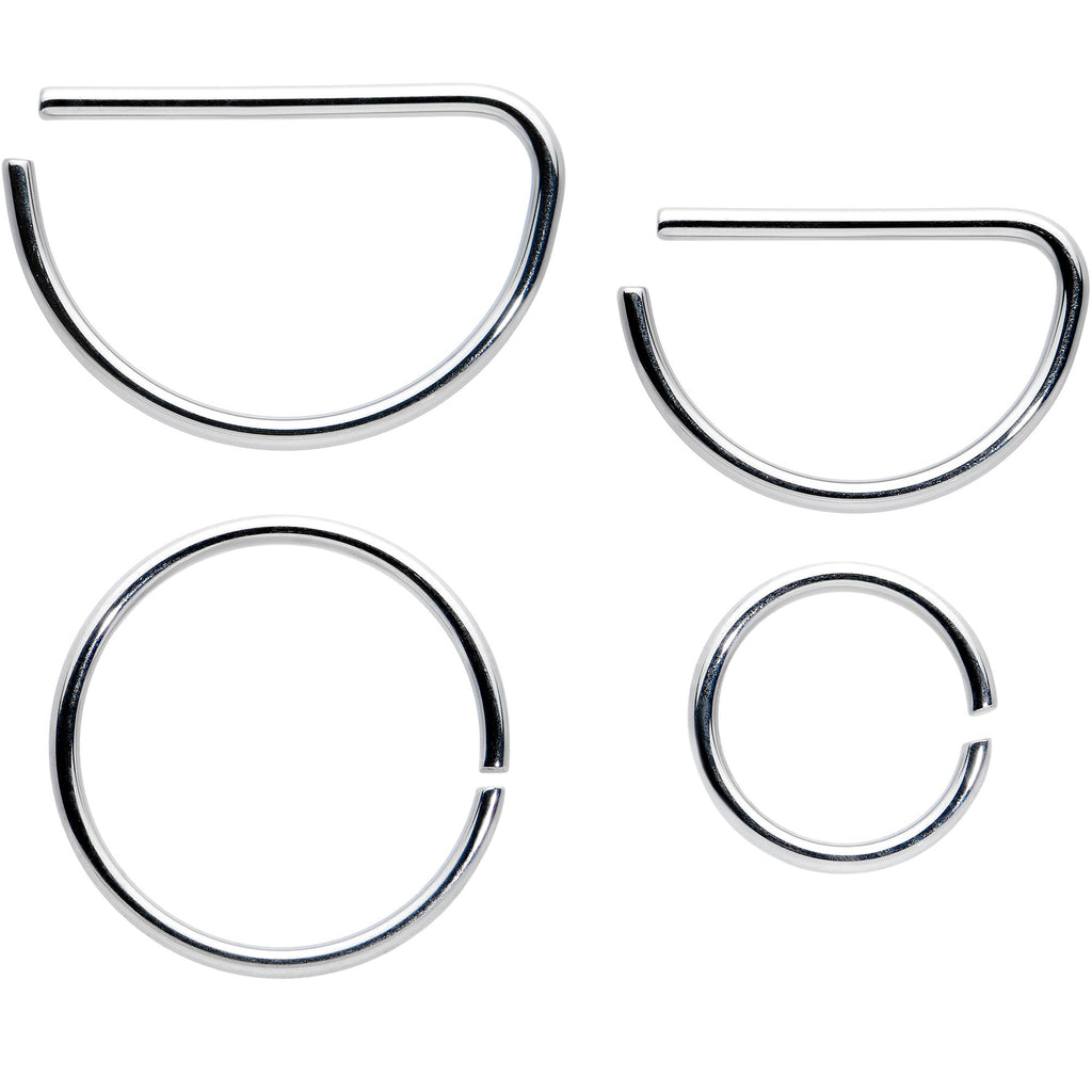BodyCandy 20G 12 Pack ASTM F-136 Implant Grade Titanium Nose Hoop D Shaped Septum Ring and Cartilage Ear Hoop Earring Set — d