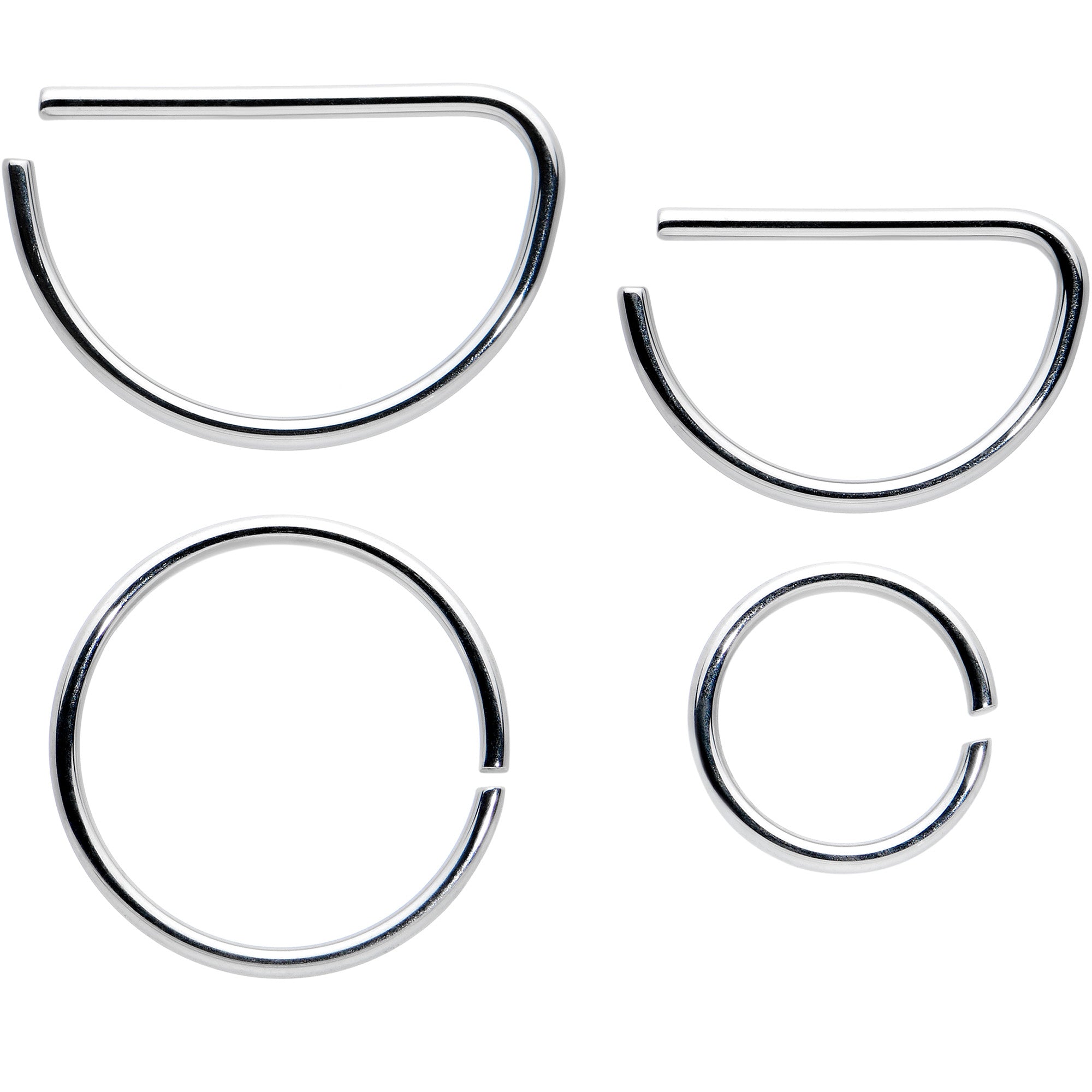 BodyCandy 20G 12 Pack ASTM F-136 Implant Grade Titanium Nose Hoop D Shaped Septum Ring and Cartilage Ear Hoop Earring Set — d