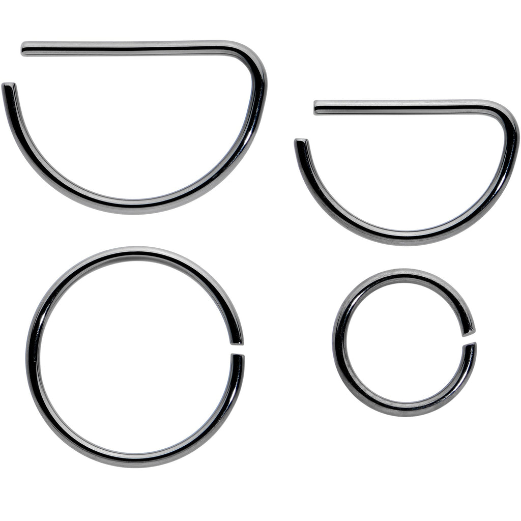 BodyCandy 20G 12 Pack ASTM F-136 Implant Grade Titanium Nose Hoop D Shaped Septum Ring and Cartilage Ear Hoop Earring Set — l