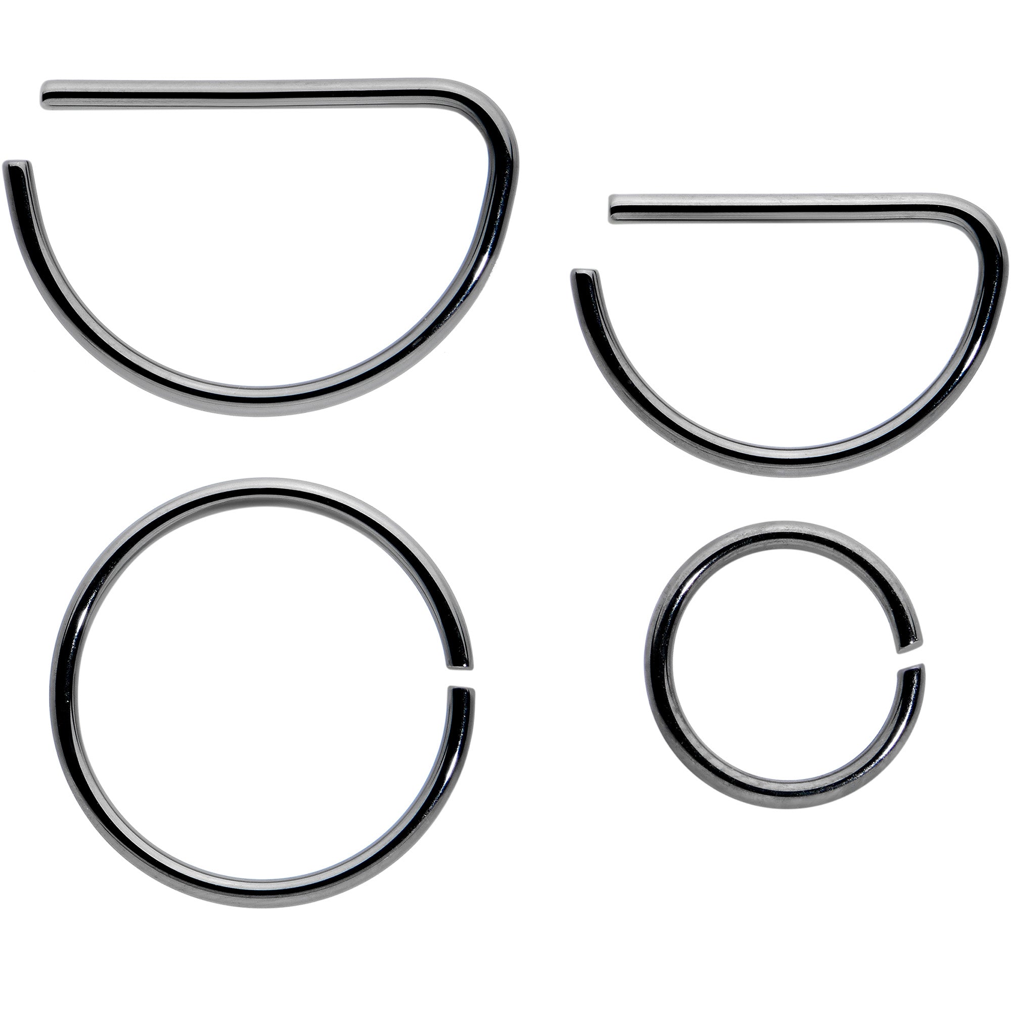 BodyCandy 20G 12 Pack ASTM F-136 Implant Grade Titanium Nose Hoop D Shaped Septum Ring and Cartilage Ear Hoop Earring Set — l
