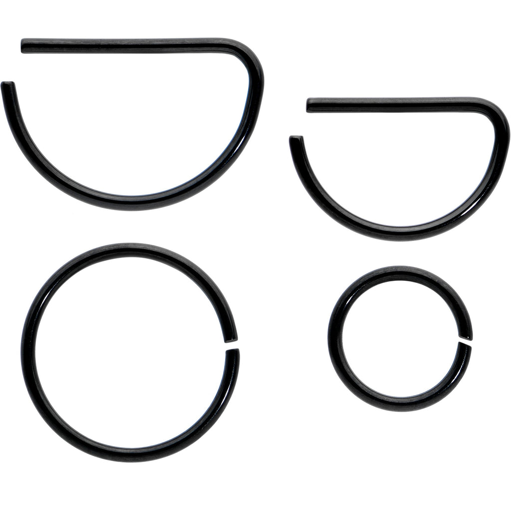 BodyCandy 20G 12 Pack ASTM F-136 Implant Grade Titanium Nose Hoop D Shaped Septum Ring and Cartilage Ear Hoop Earring Set — s