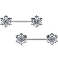 BodyCandy 14G 9/16 Clear Gem Filigree Winter Snowflake Nipple Ring Set — main product shot