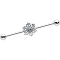 BodyCandy 14G Clear Gem Filigree Winter Snowflake Industrial Barbell 38mm — main product shot