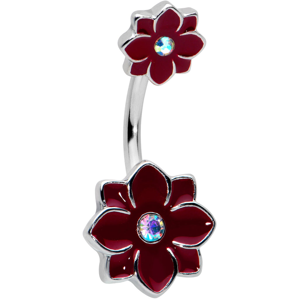 BodyCandy Aurora Gem Poinsettia Flower Festive Double Mount Belly Ring — main product shot