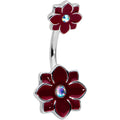 BodyCandy Aurora Gem Poinsettia Flower Festive Double Mount Belly Ring — main product shot