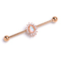 BodyCandy 14G White Synthetic Opal Rose Gold Tone Swank Industrial Barbell 38mm — main product shot