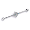 BodyCandy 14G Blue Gem Lacy Rhombus Industrial Barbell 38mm — main product shot