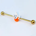 BodyCandy 14G Gold Tone Pumpkin Haunter Ghost Industrial Barbell 38mm — main product shot