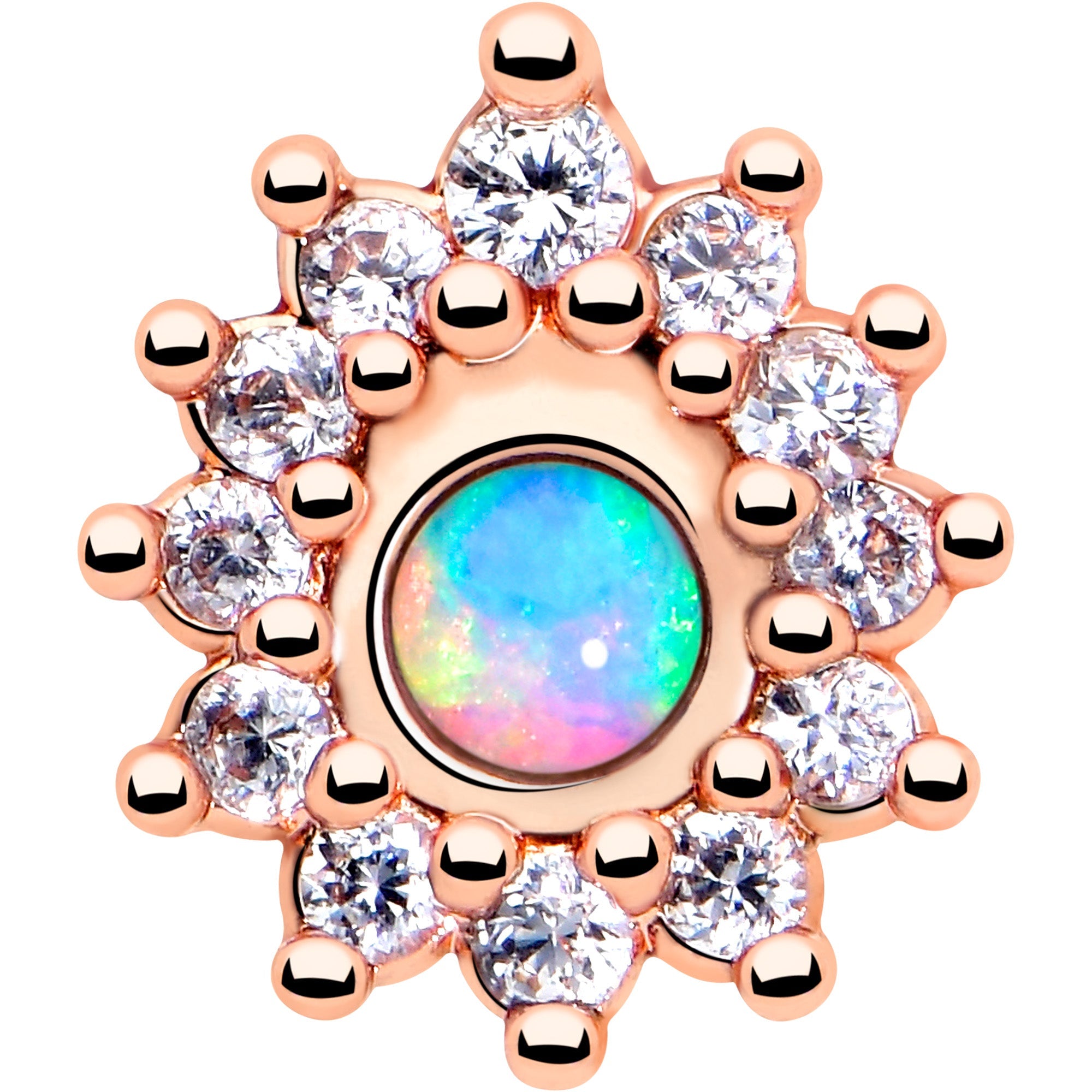 BodyCandy 20G 7mm White Synthetic Opal Rose Gold Tone Lush L Shape Nose Ring — lifestyle context