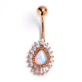 BodyCandy White Synthetic Opal Rose Gold Tone Swank Belly Ring — main product shot