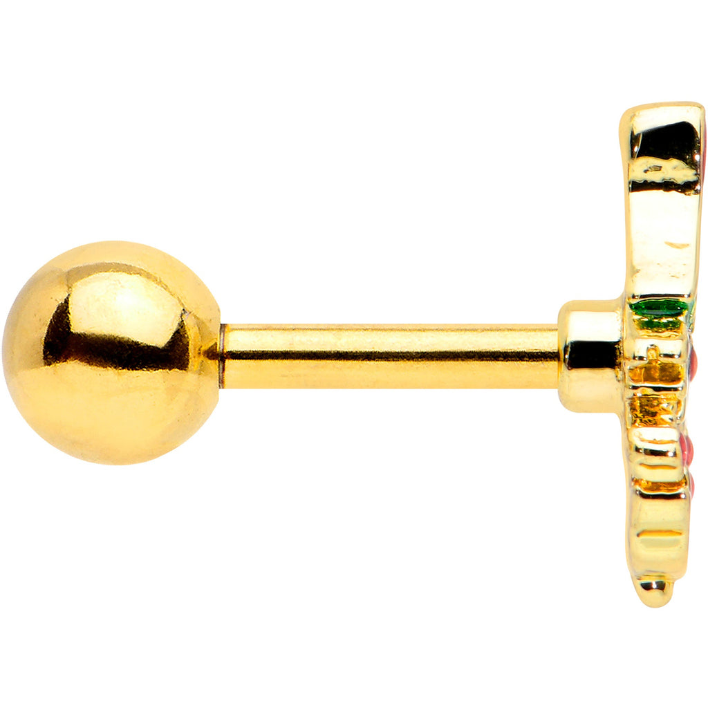 BodyCandy 16G 1/4 Red Gem Gold Tone Deco Holiday Tree Cartilage Earring — lifestyle context