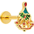 BodyCandy 16G 5/16 Red Gem Gold Tone Deco Holiday Tree Labret Monroe Tragus — main product shot