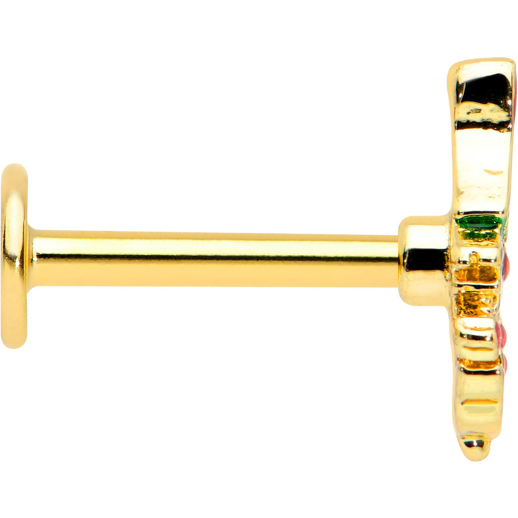 BodyCandy 16G 5/16 Red Gem Gold Tone Deco Holiday Tree Labret Monroe Tragus — lifestyle context