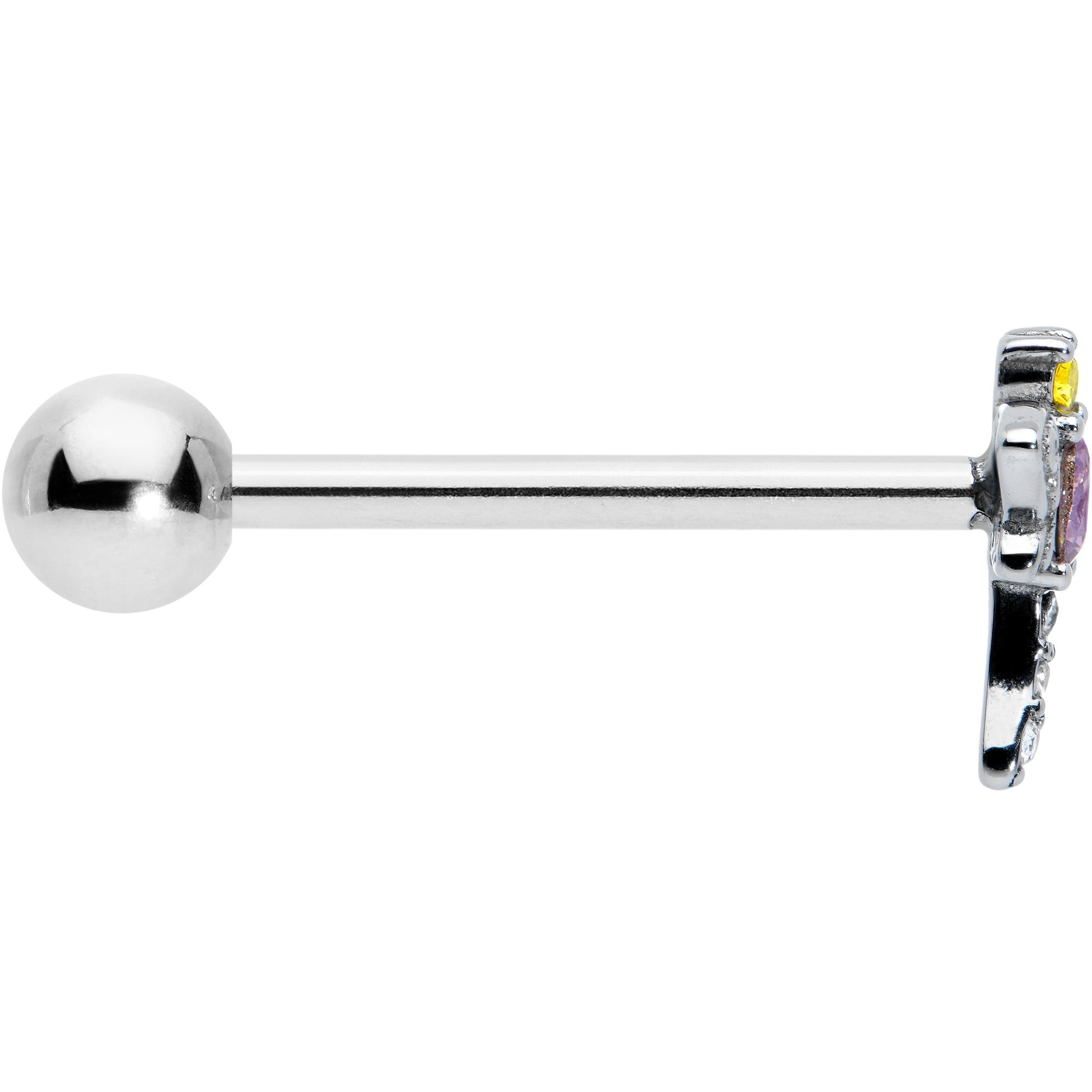 BodyCandy Purple Yellow Clear Gem Dragonfly Barbell Tongue Ring — lifestyle context
