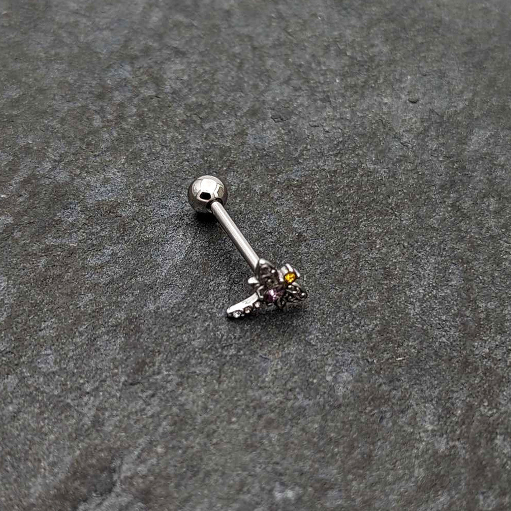 BodyCandy Purple Yellow Clear Gem Dragonfly Barbell Tongue Ring — alternative angle
