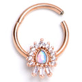 BodyCandy 16G 3/8 White Synthetic Opal Rose Gold Tone Swank Hinged Segment Ring — main product shot
