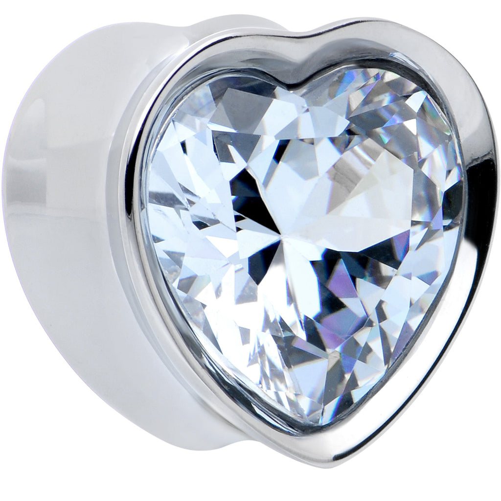 BodyCandy Stainless Steel CZ Gem Heart In Heart Double Flare Plug Set 8mm to 16mm — lifestyle context