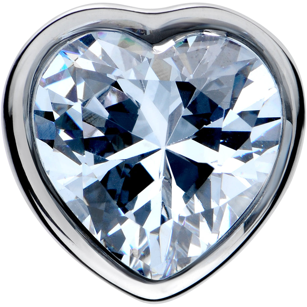 BodyCandy Stainless Steel CZ Gem Heart In Heart Double Flare Plug Set 8mm to 16mm — side view