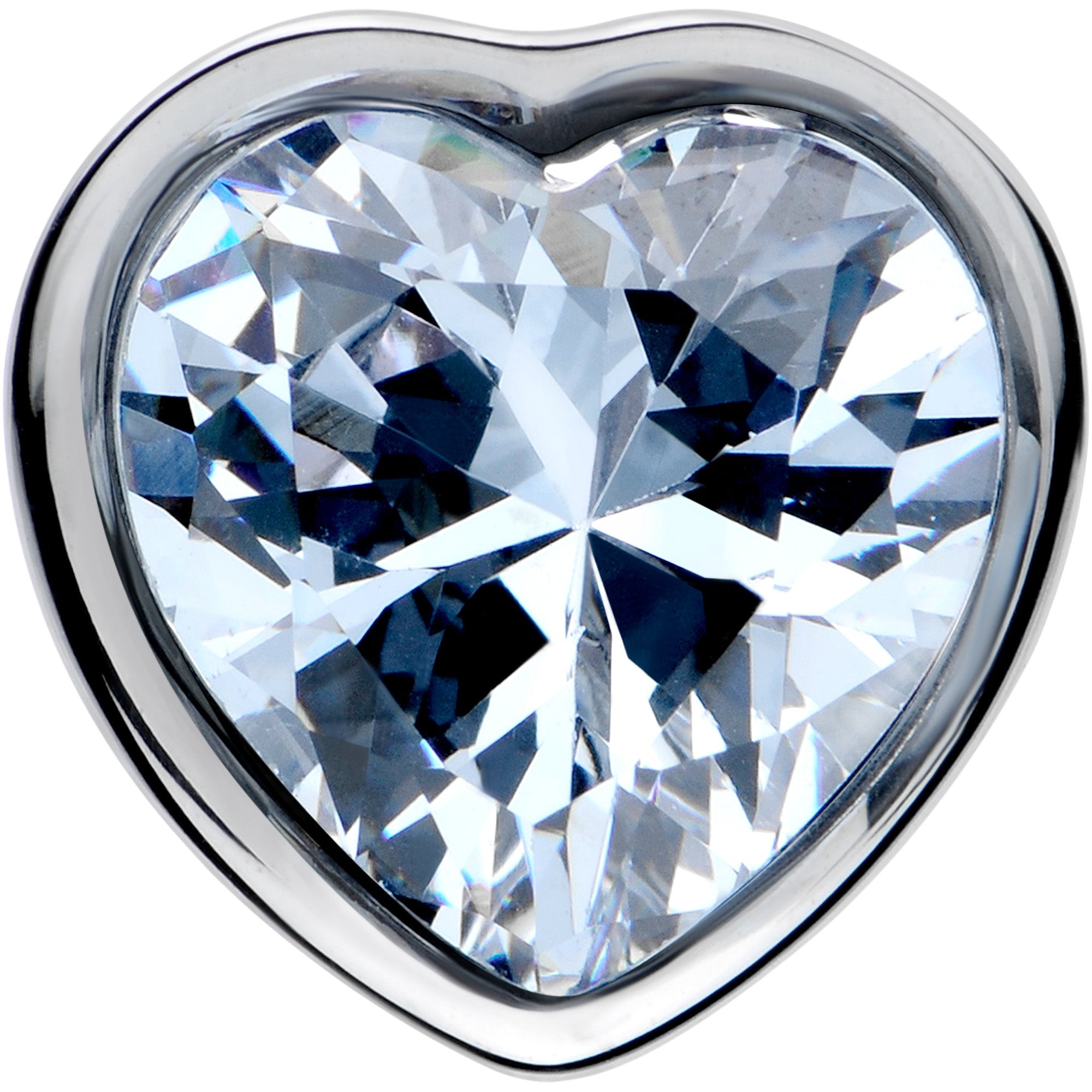 BodyCandy Stainless Steel CZ Gem Heart In Heart Double Flare Plug Set 8mm to 16mm — side view