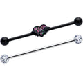 BodyCandy 14G Black Bat Heart Halloween Clear Industrial Barbell 38mm Set of 2 — main product shot