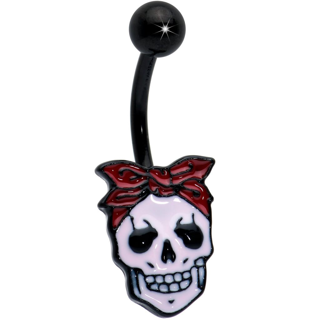 BodyCandy Black Halloween Skull Kerchief Spooky Belly Ring — main product shot