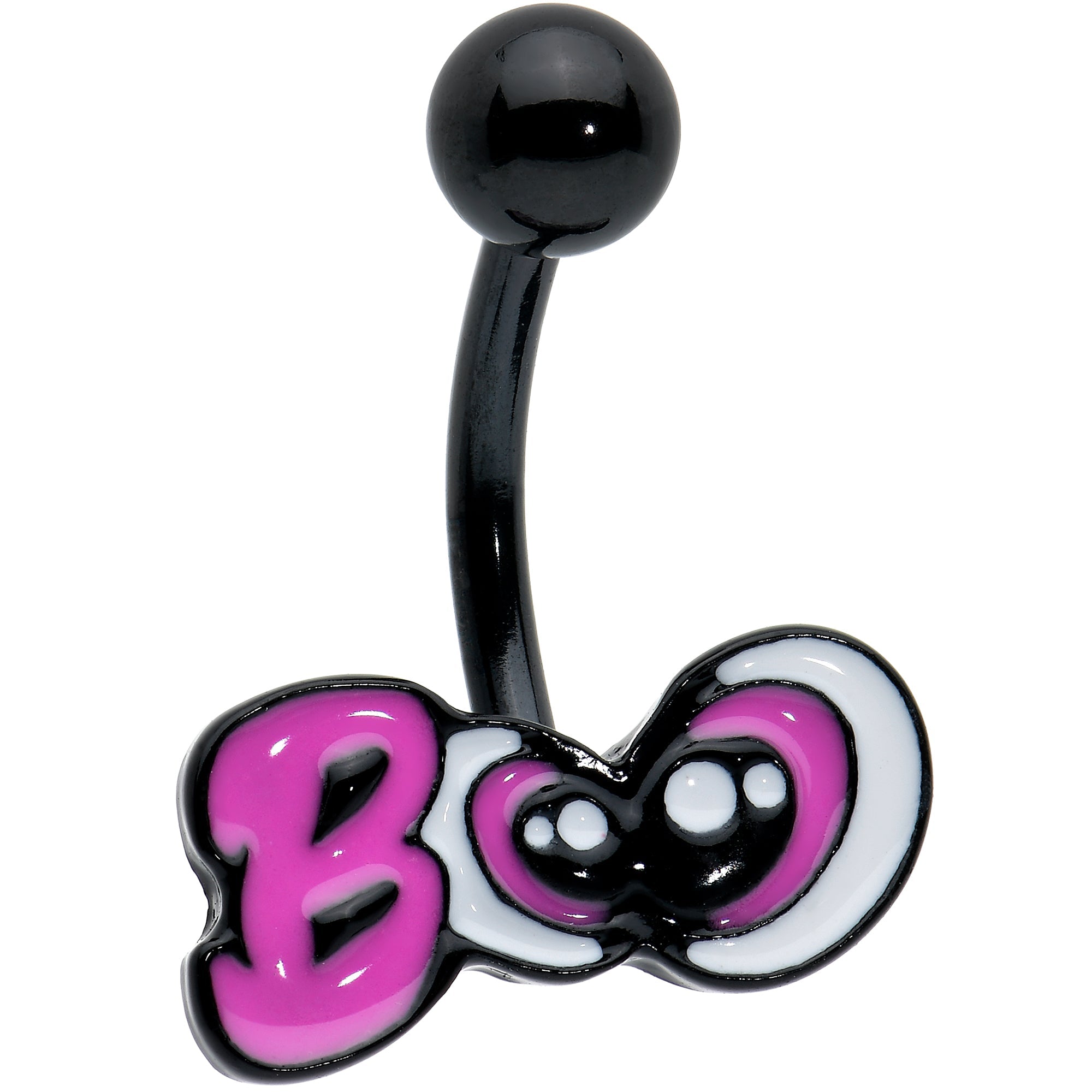 BodyCandy Black Boo Eyes Beauty Pink White Halloween Belly Ring — main product shot