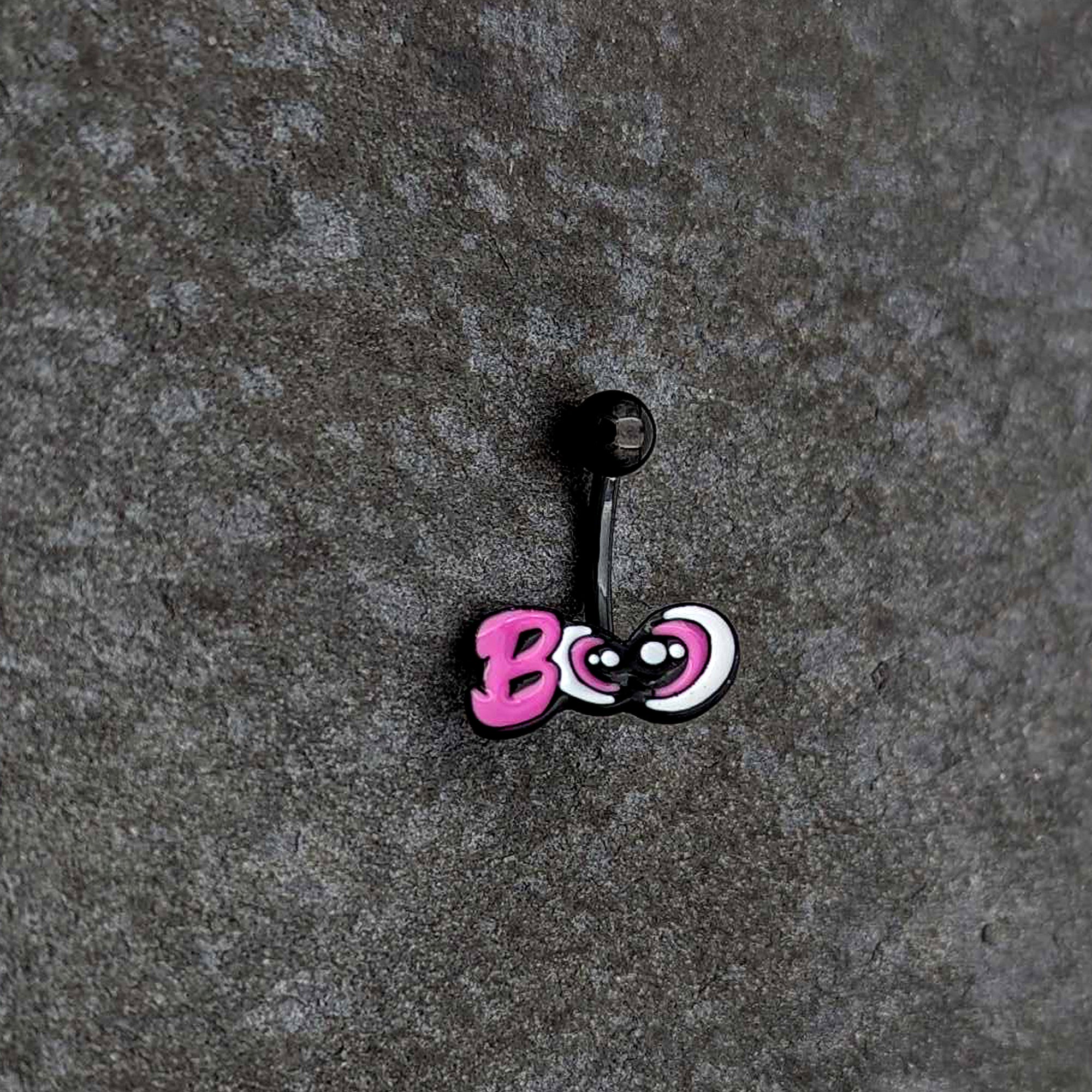 BodyCandy Black Boo Eyes Beauty Pink White Halloween Belly Ring — alternative angle