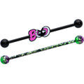 BodyCandy 14G Black Halloween Pink Boo Green Industrial Barbell 38mm Set of 2 — main product shot