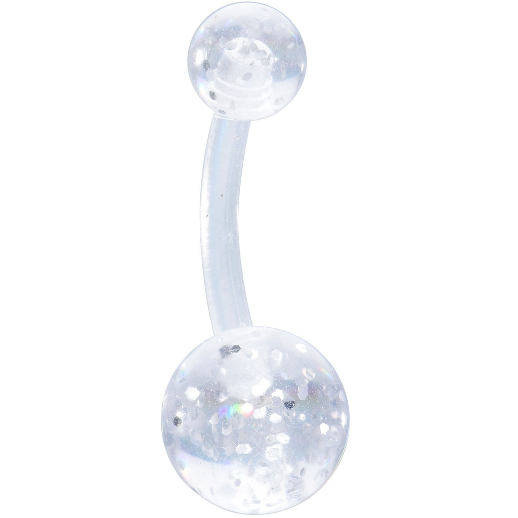 BodyCandy Black Yin Yang Ghost Glow in Dark Halloween Clear Belly Ring Set of 3 — side view