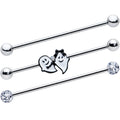 BodyCandy 14G Black Tie Ghosts Glow in Dark Industrial Barbell 38mm Set of 3 — main product shot