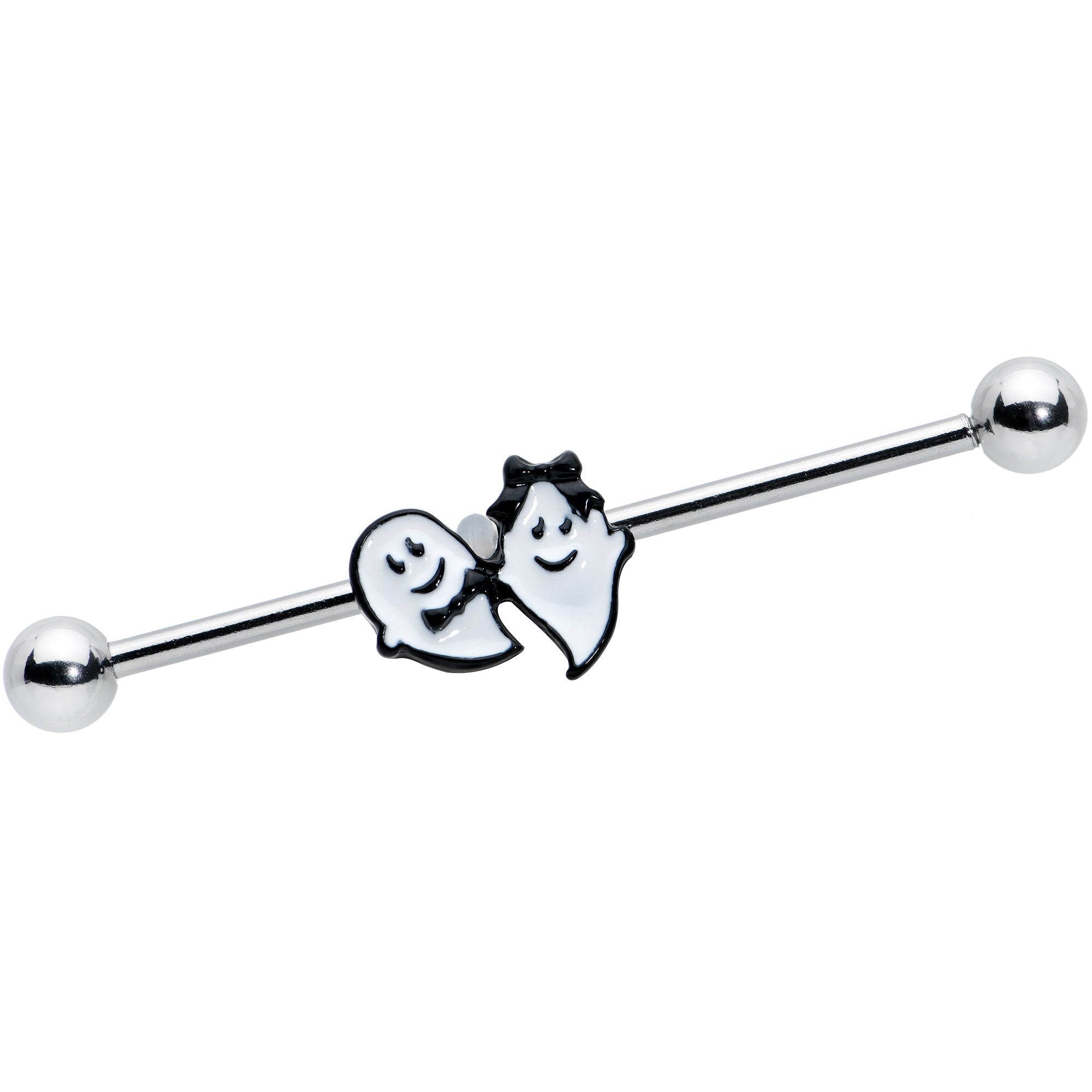 BodyCandy 14G Black Tie Ghosts Glow in Dark Industrial Barbell 38mm Set of 3 — lifestyle context