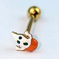 BodyCandy Gold Tone Pumpkin Haunter Ghost Barbell Tongue Ring — main product shot